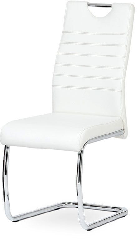 Autronic Jedálenská stolička koženka biela / chróm DCL-418 WT